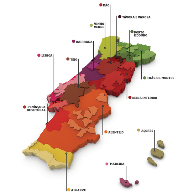 mapa regioes portugal